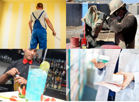 foto di categorie lavorative come imbianchini e baristi